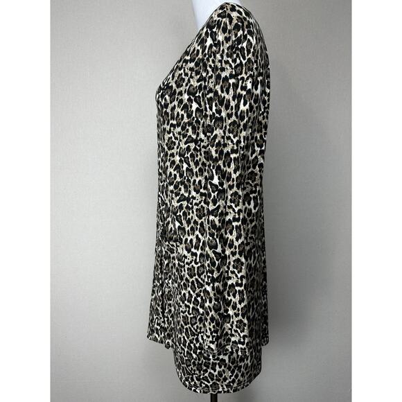 Women’s Sz L Long Cardigan Duster Sweater Animal Print Long Sleeve Pockets - Picture 10 of 15